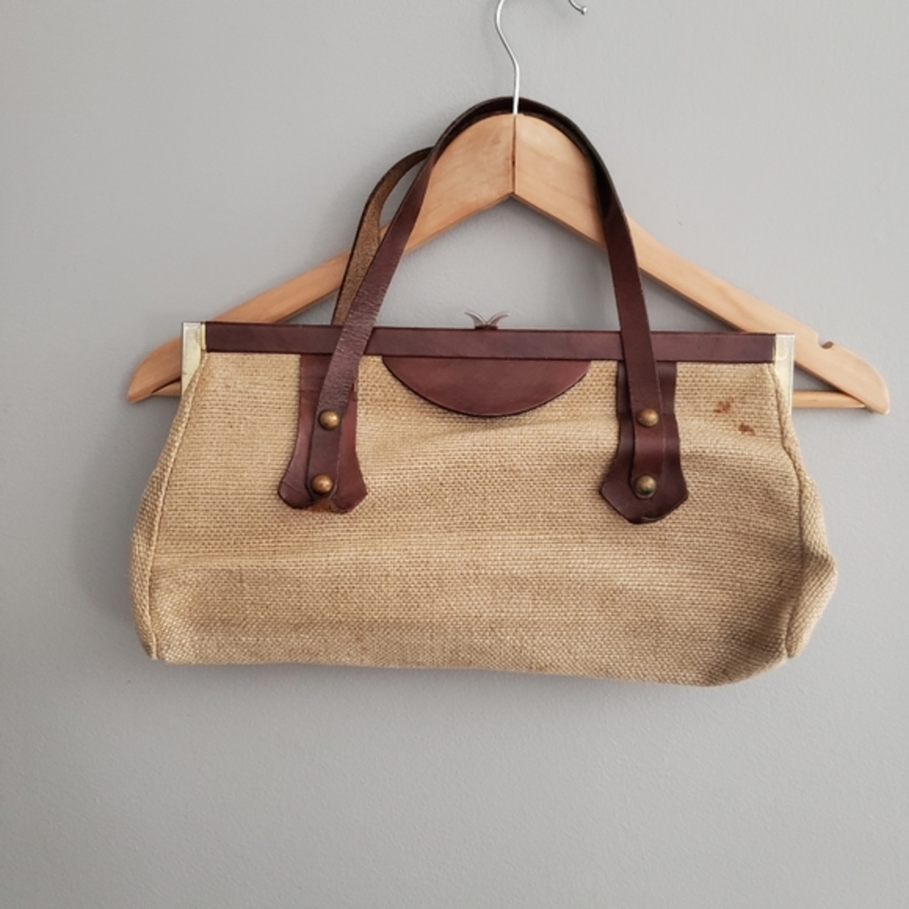 Vintage hand bag in tan and brown